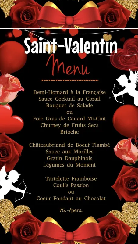 Menu Châteaubriand de Boeuf flambé, sauce aux morilles, gratin dauphinois, légumes du moment : La Goutte d'Eau