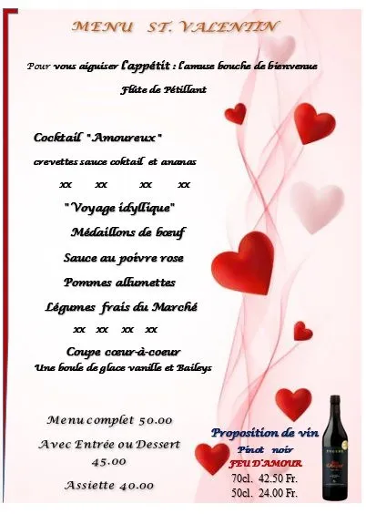 Menu Médaillons de boeuf, sauce au poivre rose, pommes allumettes, légumes frais du marché : Café restaurant du Marché