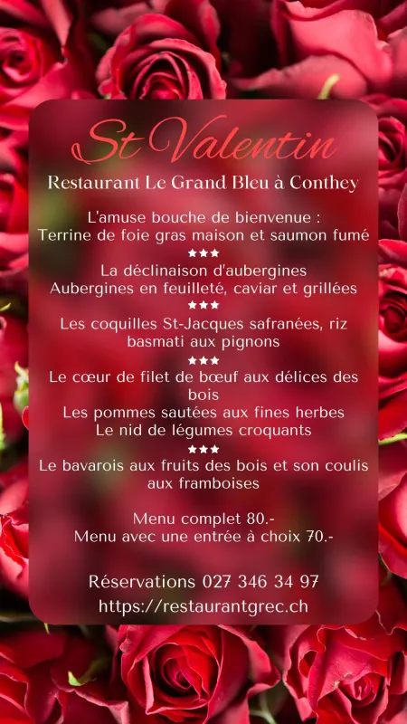 Menu Le coeur de filet de boeuf aux délices des bois, les pommes sautées aux fines herbes, le nid de légumes croquants : Le Grand Bleu