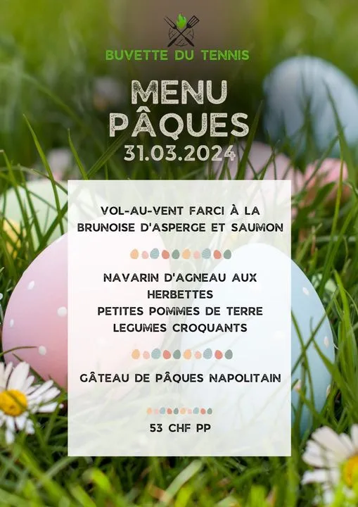 Menu Navarin d'agneau aux herbettes, petites pommes de terre, légumes croquants : Buvette du tennis Monthey