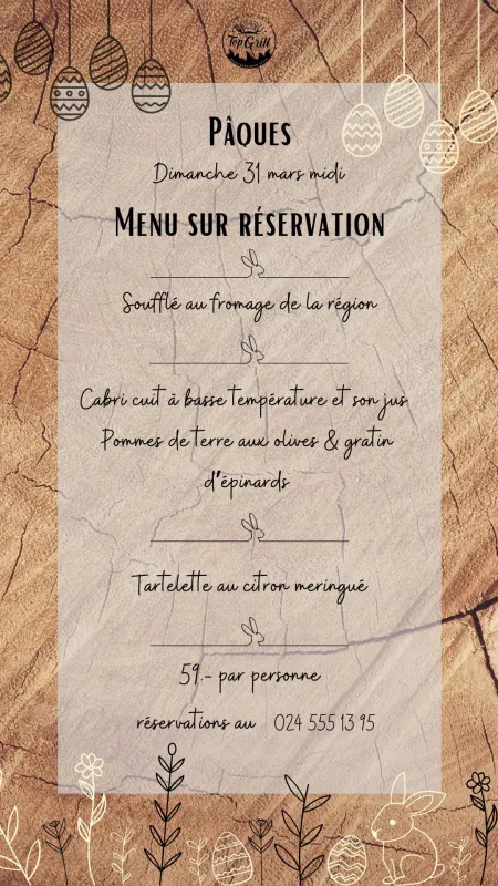 Menu Cabri cuit à basse température et son jus, pommes de terre aux olives & gratin d'épinards : Top Grill