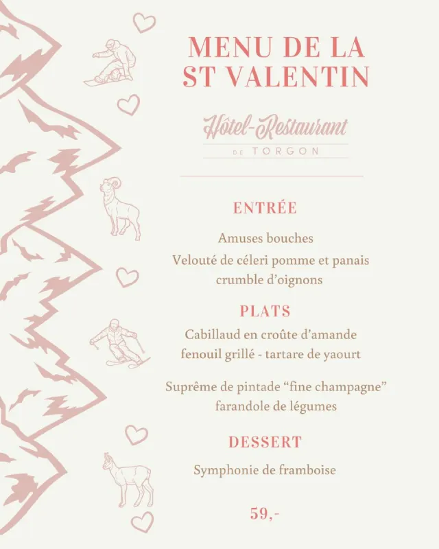 Menu Suprême de pintade 'fine champagne', farandole de légumes : Restaurant de Torgon