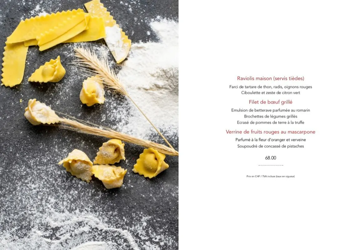 Menu Filet de bœuf grillé, émulsion de betterave parfumée au romarin, brochettes de légumes grillés, écrasé de pommes de terre à la truffe : La Barca