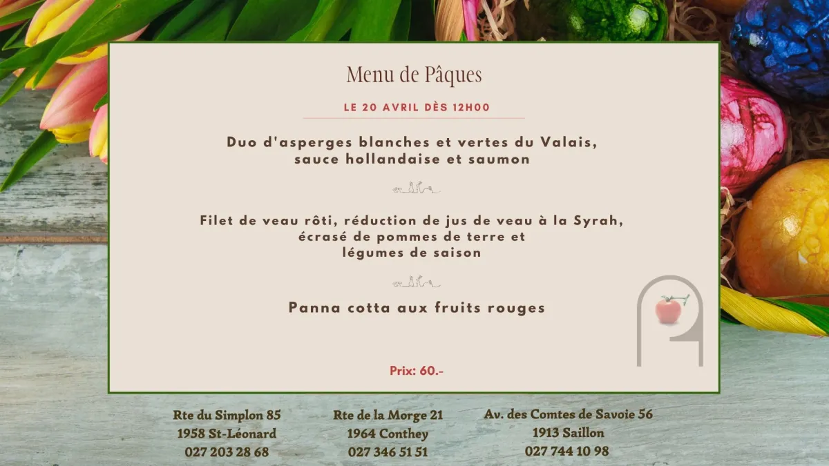 Menu Filet de veau rôti, réduction de jus de veau à la Syrah, écrasé de pommes de terre et légumes de saison : Accademia della Pizza