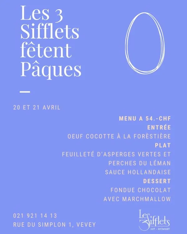 Menu Feuilleté d’asperges vertes et perches du Léman, sauce hollandaise : Trois Sifflets