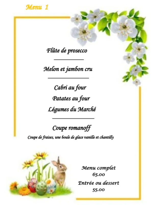 Menu Cabri au four, patates au four, légumes du marché : Café restaurant du Marché