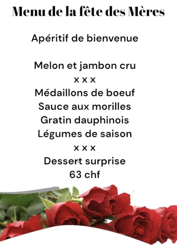 Menu Médaillons de bœuf, sauce aux morilles, gratin dauphinois, légumes de saison : Camping Sedunum