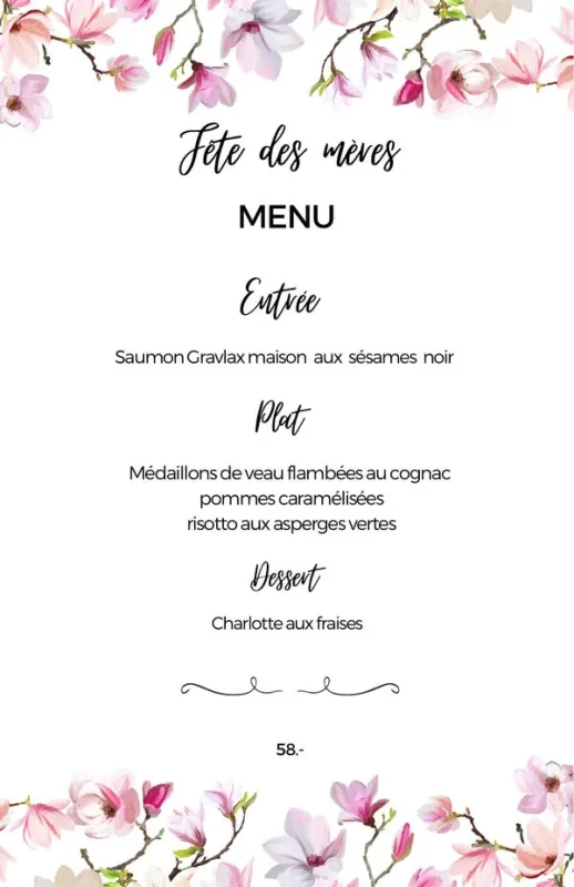 Menu Médaillons de veau flambées au cognac, pommes caramélisées, risotto aux asperges vertes : Auberge de Pailly
