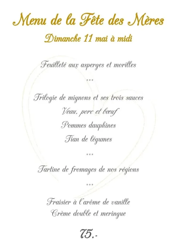 Menu Trilogie de mignons et ses trois sauces, veau, porc et bœuf, pommes dauphines, tian de légumes : Auberge Fleur-de-Lys