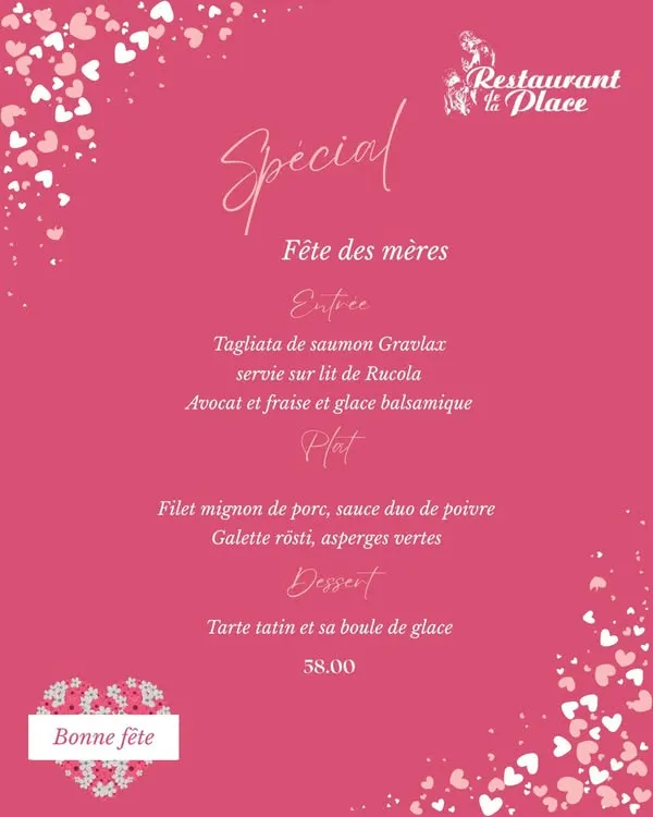 Menu Filet mignon de porc, sauce duo de poivre, galette rösti, asperges vertes : Restaurant de la Place