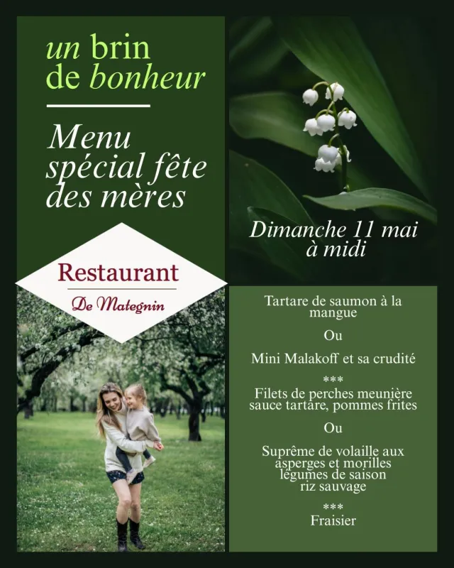 Menu Suprême de volaille aux asperges et morilles, légumes de saison, riz sauvage : Café de Mategnin