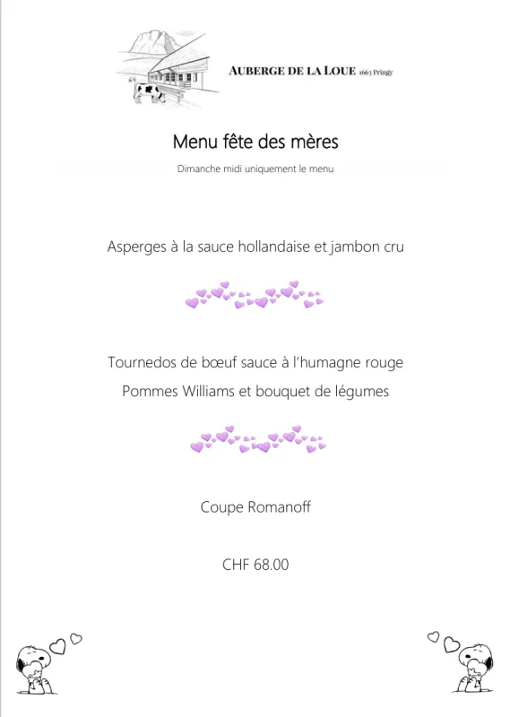 Menu Tournedos de bœuf sauce à l'humagne rouge, pommes williams et bouquet de légumes : Auberge de la Loue
