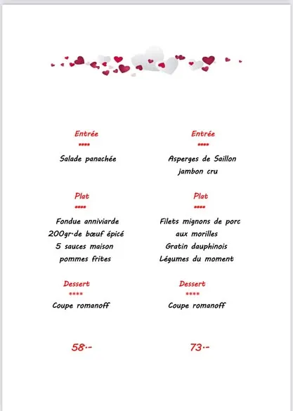 Menu Fondue anniversaire 200gr de bœuf épicé, 5 sauces maison, pommes frites : Saint-Laurent