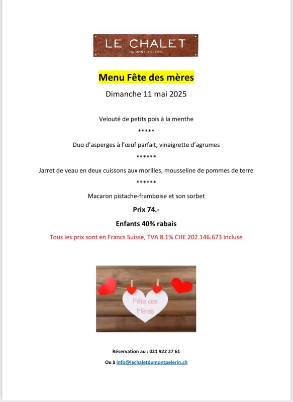Menu Jarret de veau en deux cuissons aux morilles, mousseline de pommes de terre : Le Chalet du Mont-Pèlerin