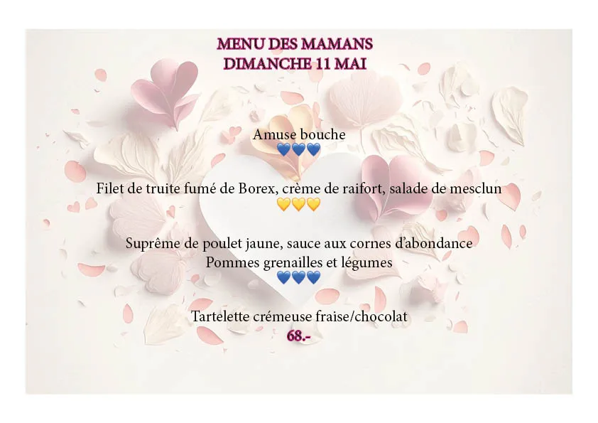 Menu Suprême de poulet jaune, sauce aux cornes d’abondance, pommes grenailles et légumes : Le Normand Agiez