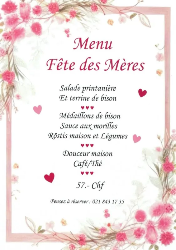 Menu Médaillons de bison, sauce aux morilles, röstis maison et légumes : JuraParc Restaurant