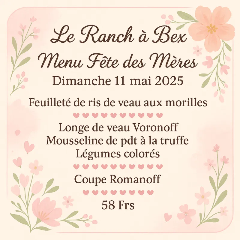 Menu Longe de veau voronoff, mousseline de pdt à la truffe, légumes colorés : Le Ranch