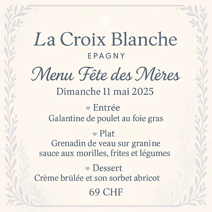 Menu Grenadin de veau sur granit, sauce aux morilles, frites et légumes : La Croix Blanche Epagny