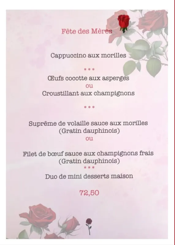 Menu Suprême de volaille sauce aux morilles, gratin dauphinois : Le Toucan