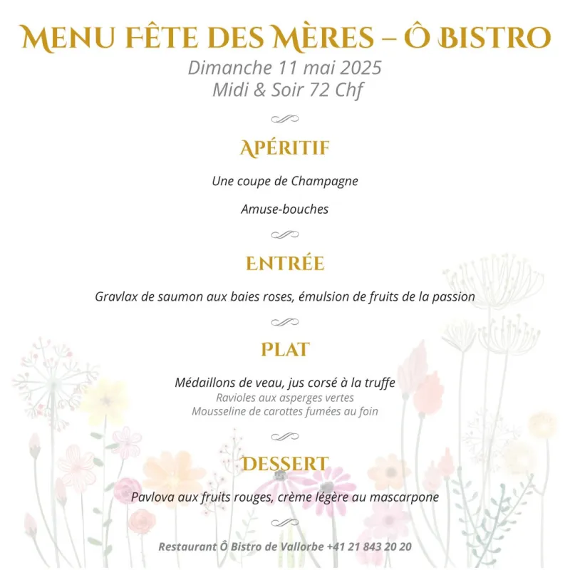 Menu Médaillons de veau, jus corsé à la truffe, ravioles aux asperges vertes, mousseline de carottes fumées au foin : Ô Bistro Vallorbe