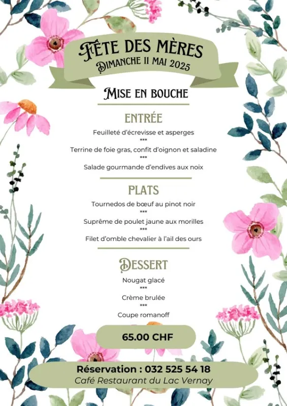 Menu Tournedos de bœuf au pinot noir : Restaurant du Lac Vernay