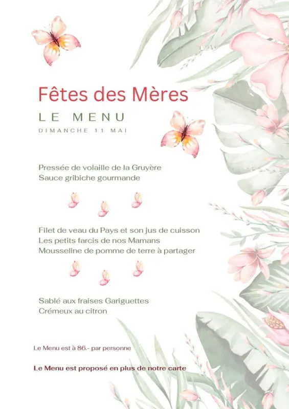 Menu Filet de veau du pays et son jus de cuisson, les petits farcis de nos mamans, mousseline de pomme de terre à partager : Là-Haut