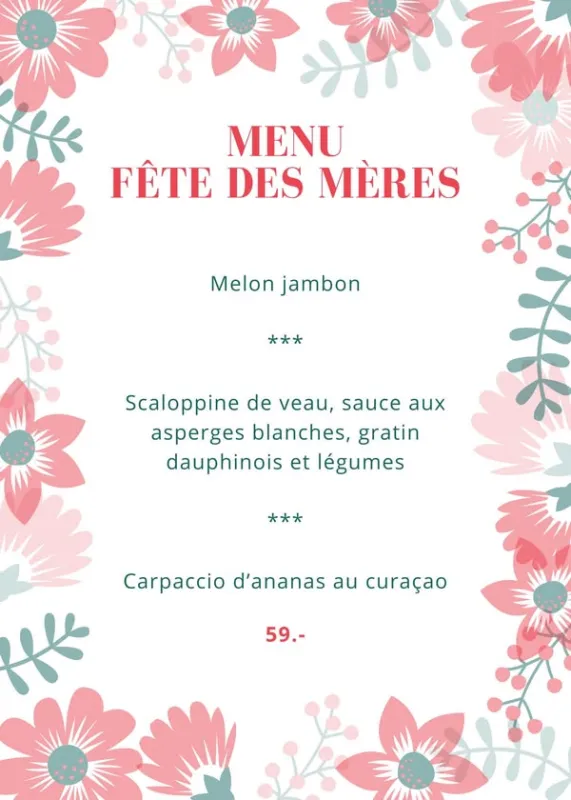Menu Scaloppine de veau, sauce aux asperges blanches, gratin dauphinois et légumes : Lion d'Or