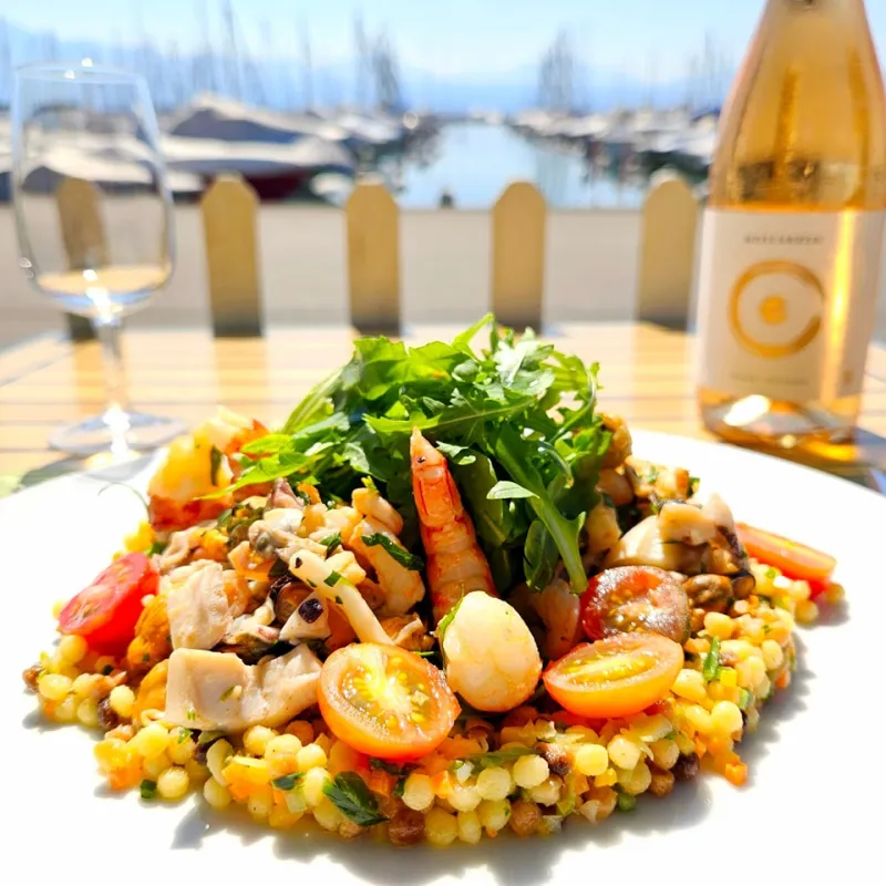 Salade de fregola sarda et fruits de mer